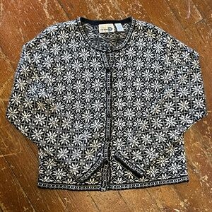 Vintage Paul Harris Black & White Snowflake Cardigan